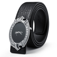 高尔夫GOLF头层牛皮男士皮带商务休闲狮子自动扣腰带时尚压鳄鱼纹裤带