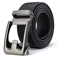 高尔夫GOLF男士自动扣皮带优质头层牛皮腰带拉丝合金扣头牛皮裤带商务休闲简约时尚