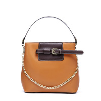 高尔夫GOLF女士链条水桶包优质牛皮斜挎包时尚潮流女款单肩包优雅精致手提皮包休闲街头
