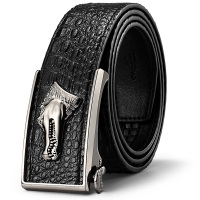 高尔夫GOLF皮带男牛皮自动扣皮带鳄鱼纹头层牛皮合金扣头腰带商务休闲时尚裤带