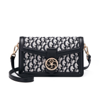 GOLF高尔夫轻复古字母提花单肩包女包撞色小方包包女式斜挎包女包