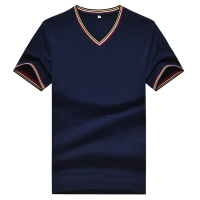 袋鼠(DAISHU) 2019夏季新品 修身V领纯色简约舒适短袖t恤DS03T18306C