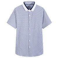 袋鼠(DAISHU) 2019夏季新款 100%丝光棉简约舒适男士短袖衬衫DSA2N033A