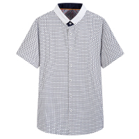 袋鼠(DAISHU)2019夏季新品 中年男士100%丝光棉 千鸟格修身短袖t恤 DSA2N044A