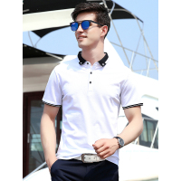 袋鼠(DAISHU) 夏季薄款棉质商务翻领短袖T恤 DS03T18302CW1