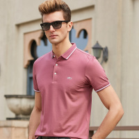 夏季新款英文logo时尚男士POLO衫纯色百搭翻领短袖T恤