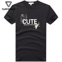 马克华菲短袖T恤男2019夏季新款圆领黑色印花夏装青年男装上衣T恤