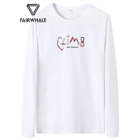 马克华菲长袖T恤男白色2021春季休闲修身打底衫纯棉新款男装上衣