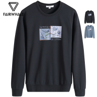 马克华菲卫衣男外套2019秋季新款圆领刺绣印花套头春秋黑色上衣潮