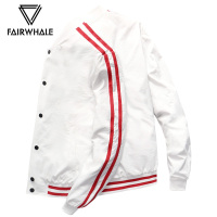 马克华菲白色夹克男2019秋季男装棒球服休闲秋装潮流运动外套男