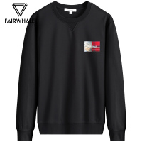 马克华菲卫衣男2019新款长袖T恤修身圆领卫衣黑色春秋款潮男外套