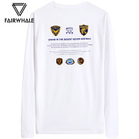 马克华菲长袖T恤男2019秋季新款白色纯棉圆领韩版潮流秋装上衣潮