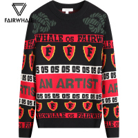 马克华菲毛衣男2019冬季新款纯棉潮牌撞色韩版休闲潮流针织衫毛衫