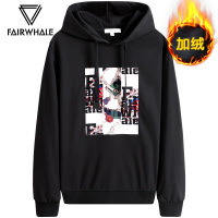 马克华菲卫衣男连帽2019冬季新款韩版潮外套黑色秋装加绒帽衫潮