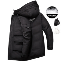 马克华菲工装羽绒服男中长款2020冬季新款连帽潮流帅气白色外套潮