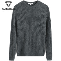 马克华菲针织衫男2019冬季新款韩版潮流圆领灰色加厚毛衣线衣线衫