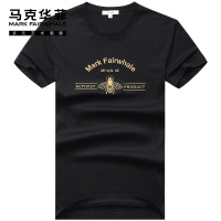 马克华菲短袖T恤男2020夏季新款小蜜蜂刺绣潮牌潮流黑色夏天半袖