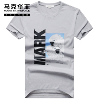 马克华菲短袖T恤男2020夏季新款灰色半袖体恤潮牌潮流内搭衣服潮