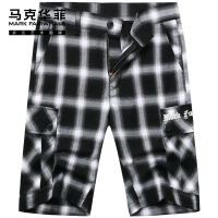 马克华菲短裤男2020夏季新款工装休闲五分裤ins潮牌格子夏天裤子