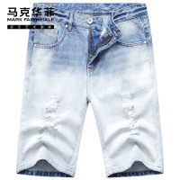 马克华菲牛仔短裤男2020夏季新款潮牌潮流破洞五分裤男士夏天裤子