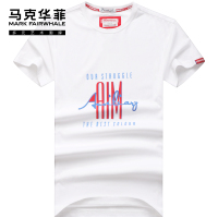 马克华菲短袖T恤男2020夏季新款纯棉圆领白色印花半袖男装打底衫