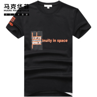 马克华菲短袖T恤男2020夏季新款圆领黑色印花潮流半袖宽松打底衫