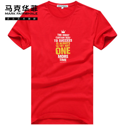 马克华菲短袖T恤男红色2020新款夏季潮牌潮流本命年字母印花半袖