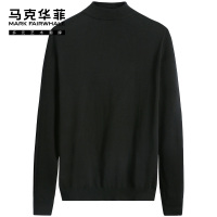 马克华菲毛衣男2020秋季新款圆领半高领韩版潮流针织线衣打底衫潮