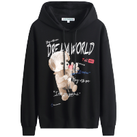 马克华菲连帽卫衣男士2020秋冬新款黑色港风小熊印花潮牌帽衫上衣