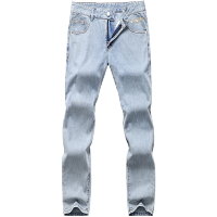 马克华菲九分牛仔裤男2021春季新款浅色韩版潮流印花修身小脚长裤