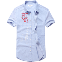 马克华菲短袖衬衫男2021夏季新款韩版潮流纯棉刺绣休闲衬衣ins潮