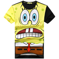 马克华菲短袖T恤男2021夏季新款纯棉宽松潮牌潮流卡通海绵宝宝ins