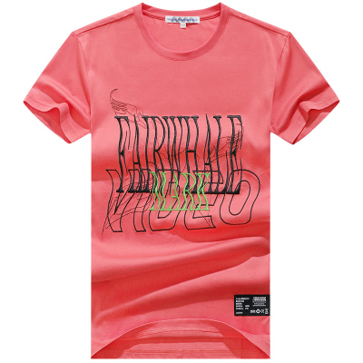 马克华菲男士短袖T恤2021夏季新款科技感3D字母刺绣时尚潮流红色