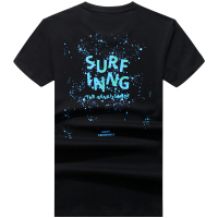 马克华菲短袖t恤男2021夏季新款后背泼墨字母印花色黑色港风潮流