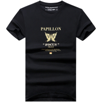 马克华菲短袖T恤男2021夏季新款黑色纯棉烫金印花潮流休闲青年潮