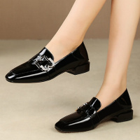 格瑞迪欧 牛皮平底单鞋女软皮女鞋2019秋鞋低跟英伦风小皮鞋真皮一脚蹬鞋女白色68-13