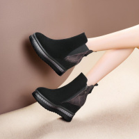 格瑞迪欧羊翻皮2019秋冬季新款平底短靴真皮靴子英伦厚底马丁靴女鞋17-3