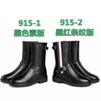 格瑞迪欧 头层牛皮女靴中筒靴女秋季时尚高帮帅气骑士靴女真皮大码靴915-1-2