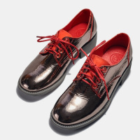 格瑞迪欧羊皮英伦风小皮鞋女 春季新品真皮浅口鞋系带工作鞋女 中跟粗跟单鞋女929-6