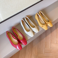 格瑞迪欧春季女鞋小红鞋网红单鞋真皮红色平底鞋小ck婚鞋气质仙女鞋晚晚鞋239