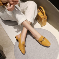 Tiauny 2020夏季时尚气质新款漆皮女鞋粗跟鞋后跟一字扣凉鞋女方头时装鞋KL982