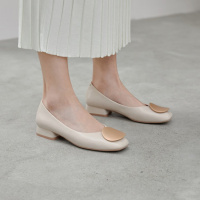 Tiauny 晚晚风温柔鞋2020春季新款浅口软皮豆豆鞋韩版仙女风方头百搭单鞋S8008