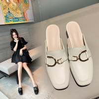 Tiauny 2020新款半拖鞋女粗跟包头方头网红外穿百搭穆勒鞋夏季中跟凉拖鞋20-181