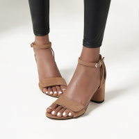 Tiauny 2020夏季新款韩版蝴蝶结露趾凉鞋甜美高跟鞋粗跟搭扣女鞋子A333-6