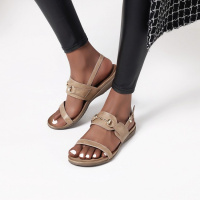 Tiauny 罗马凉鞋女夏季ins潮2019新款百搭坡跟一字带仙女风厚底网红凉鞋6708-4