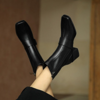 格瑞迪欧瘦瘦靴女2020新款英伦风马丁短靴真皮春秋鞋子拉链中粗跟靴子Z20-28