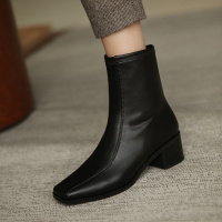 格瑞迪欧2020英伦风春秋短靴粗跟百搭侧拉链复古方头马丁靴女网红踝靴Z20-8