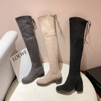 格瑞迪欧长筒靴2020冬季新款马靴高筒靴粗跟单靴显瘦长靴女中跟骑士靴20-31
