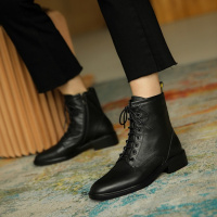 格瑞迪欧2020新款马丁靴真皮单里英伦风松紧带厚底短靴百搭瘦瘦靴J7043