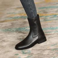 格瑞迪欧 单靴短靴靴子女2020春秋真皮女士皮靴中低跟粗跟女靴Z20-22